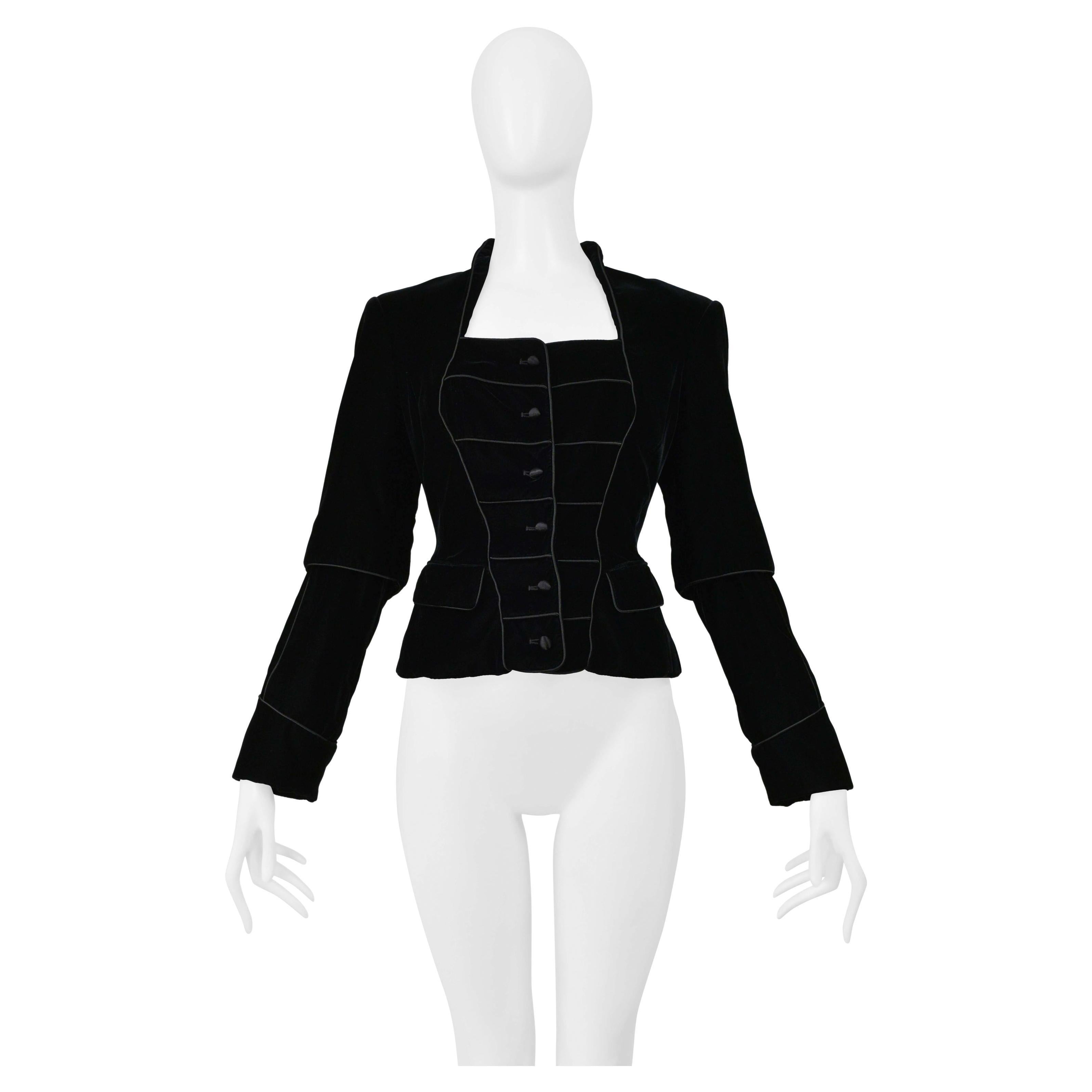Yves Saint Laurent Black Velvet Jacket With Button Front