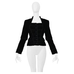 Yves Saint Laurent Black Velvet Jacket With Button Front