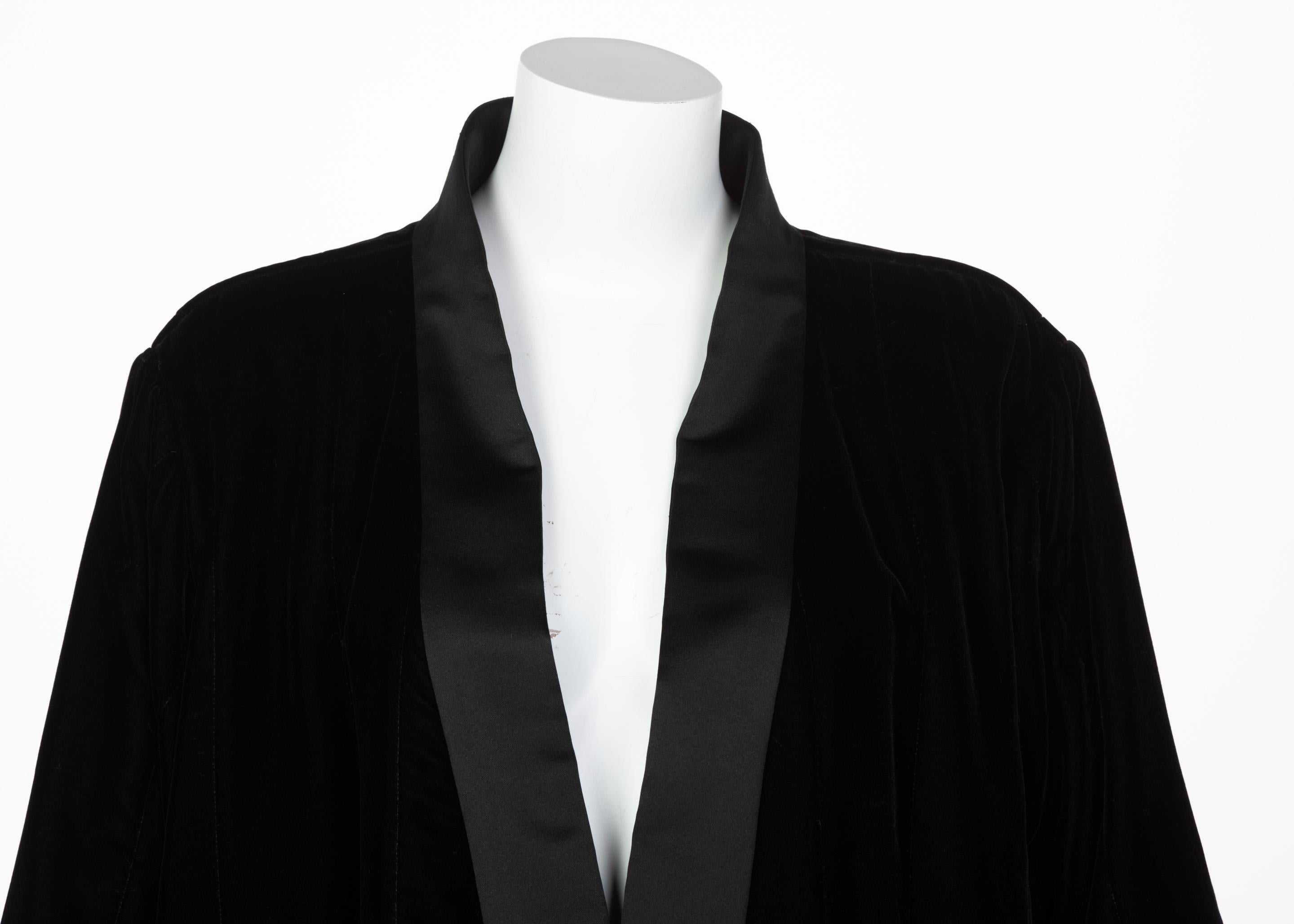  Yves Saint Laurent Black Velvet Jacket YSL, 1990s For Sale 1
