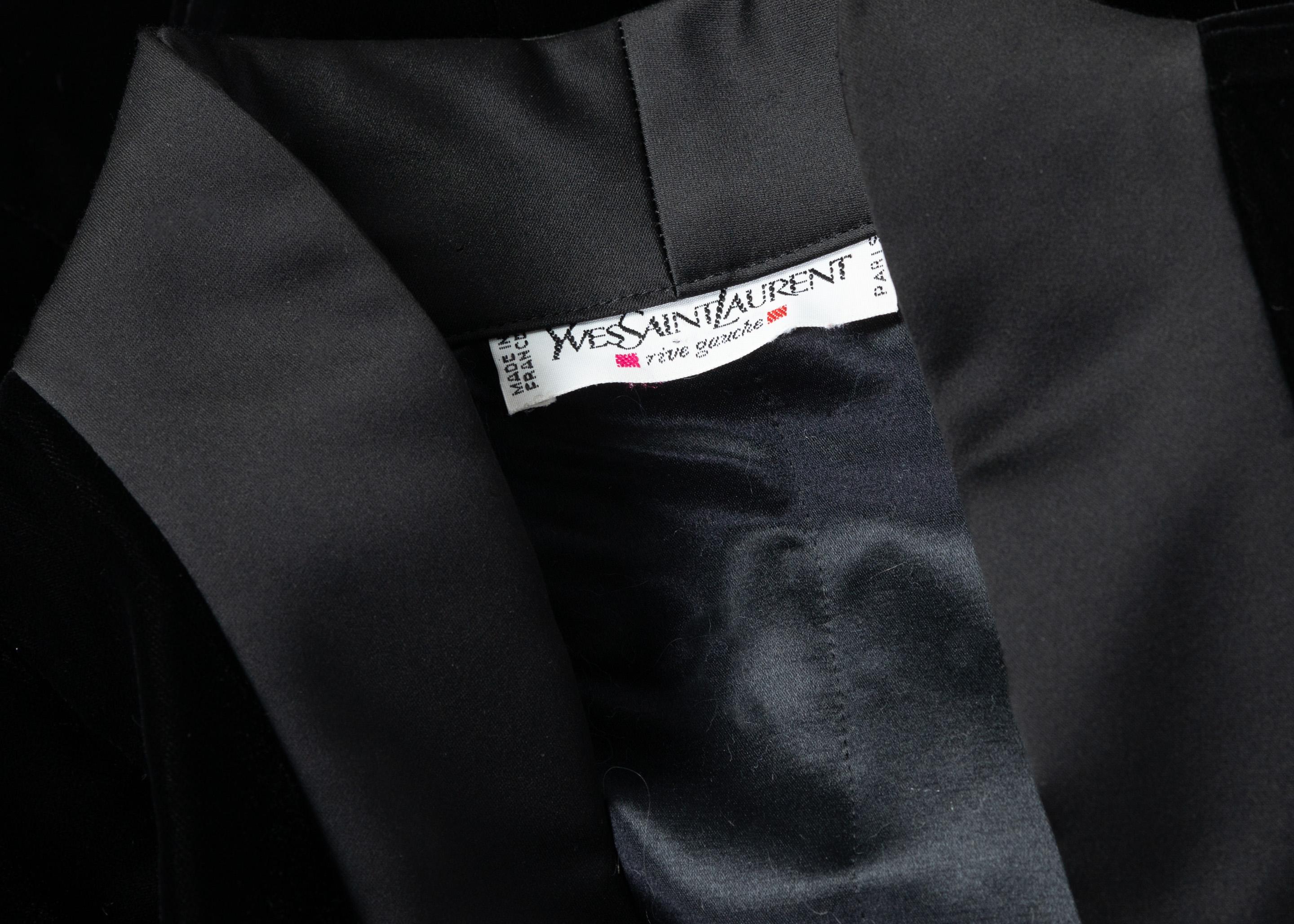  Yves Saint Laurent Black Velvet Jacket YSL, 1990s For Sale 3