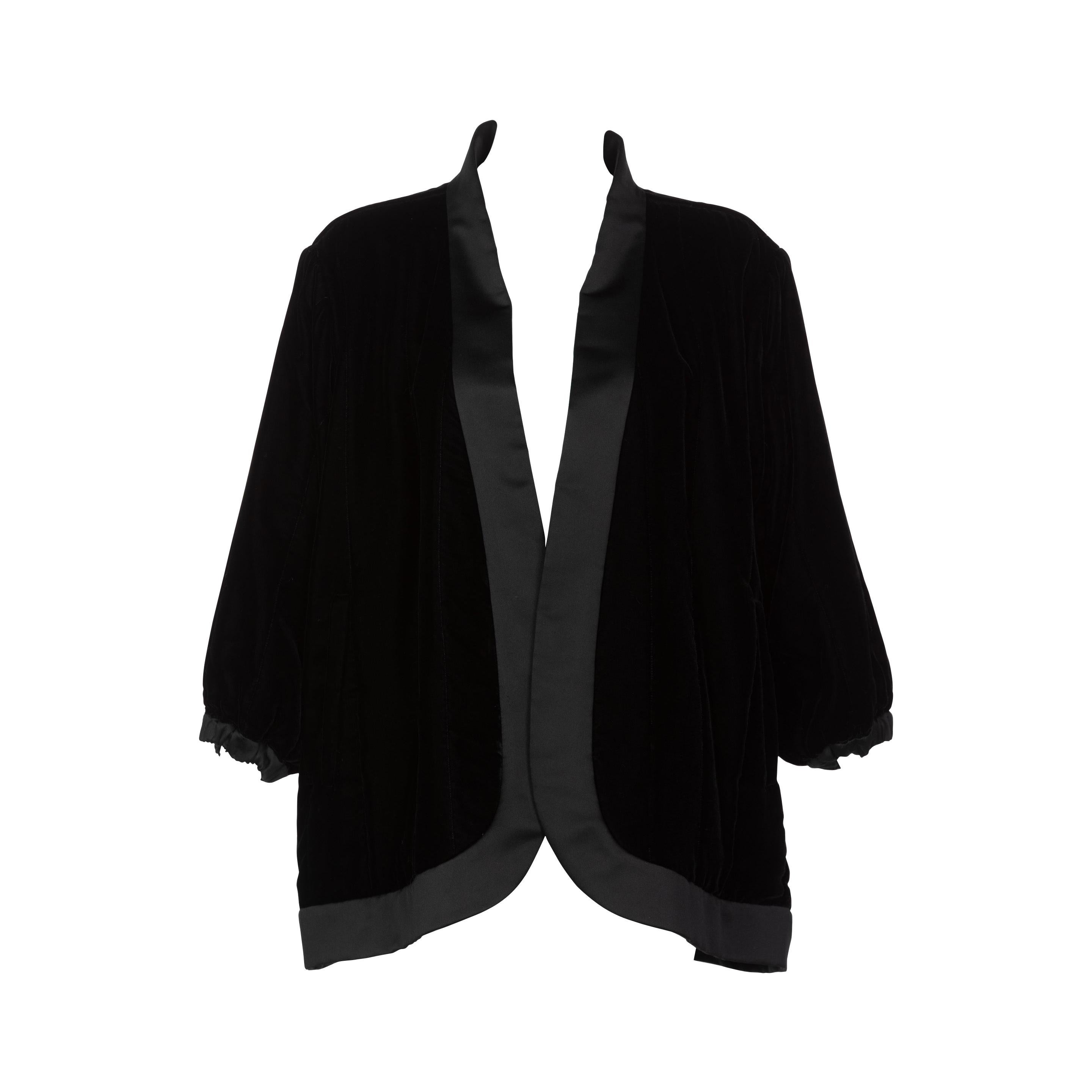  Yves Saint Laurent Black Velvet Jacket YSL, 1990s For Sale
