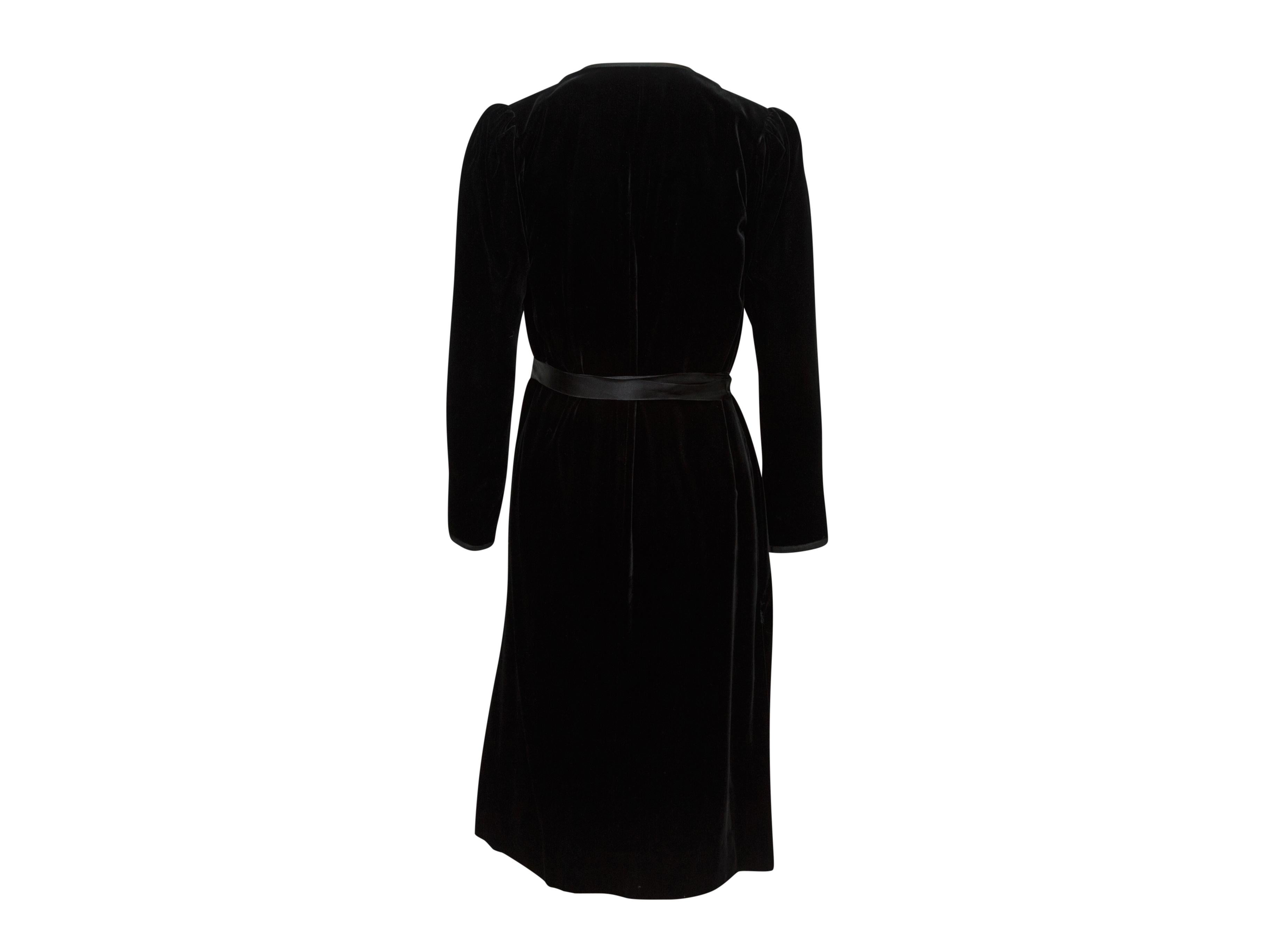 Yves Saint Laurent Black Velvet Wrap Dress In Good Condition In New York, NY