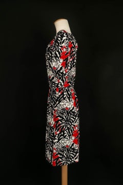 Yves Saint Laurent Black, White and Red Silk Dress