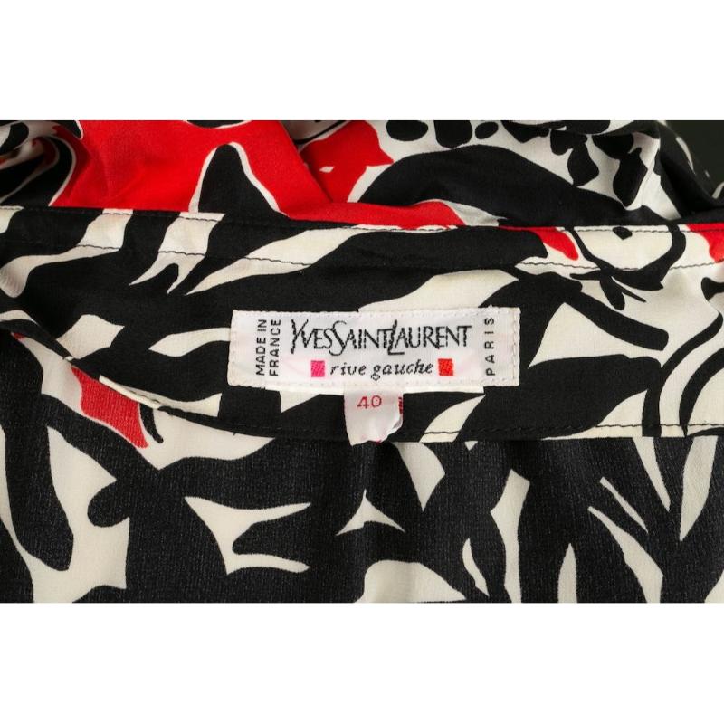 Robe en soie noire, blanche et rouge Yves Saint Laurent en vente 4
