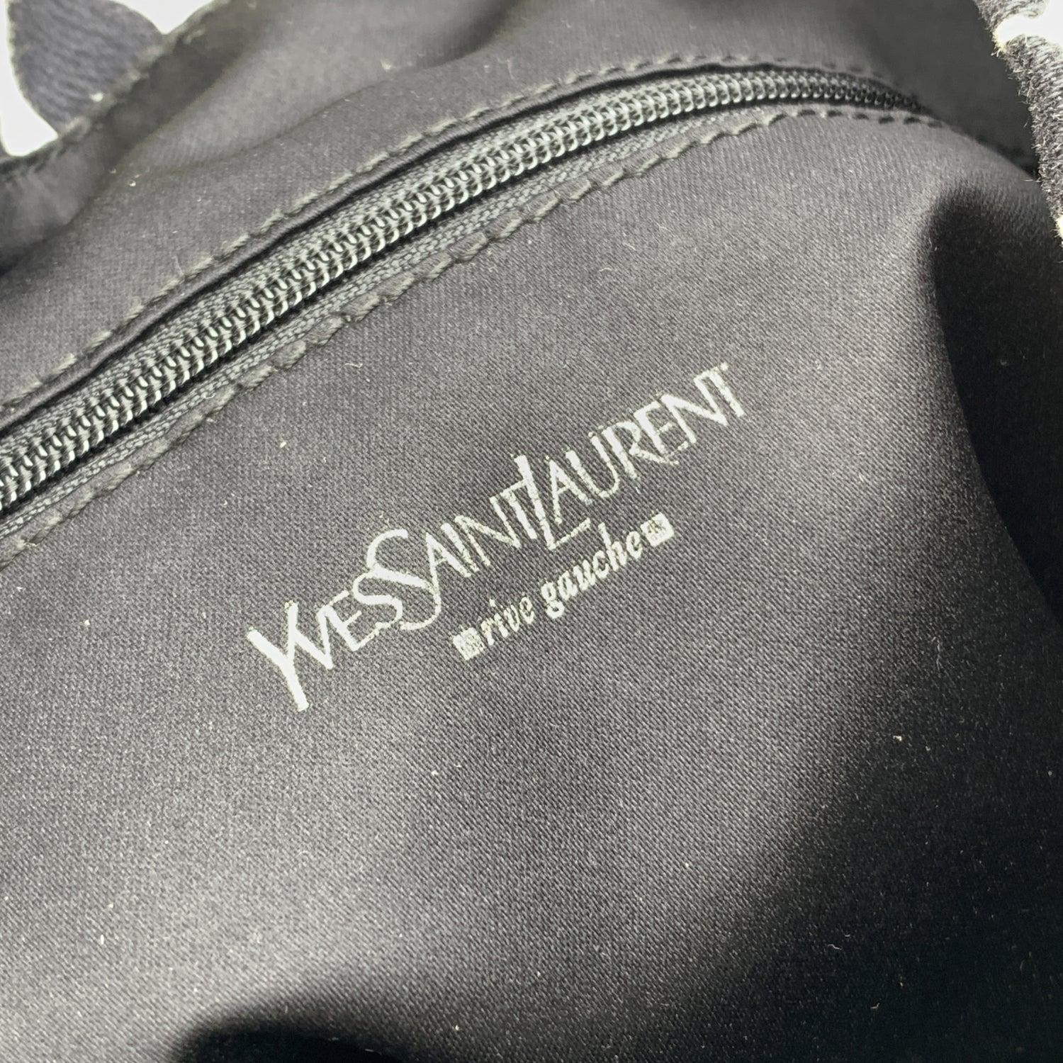 Yves Saint Laurent Black White Canvas Logo Kahala Tote Shopping Bag 2