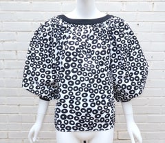 YVES SAINT LAURENT Black & White Polka Dot Blouse, 1980's