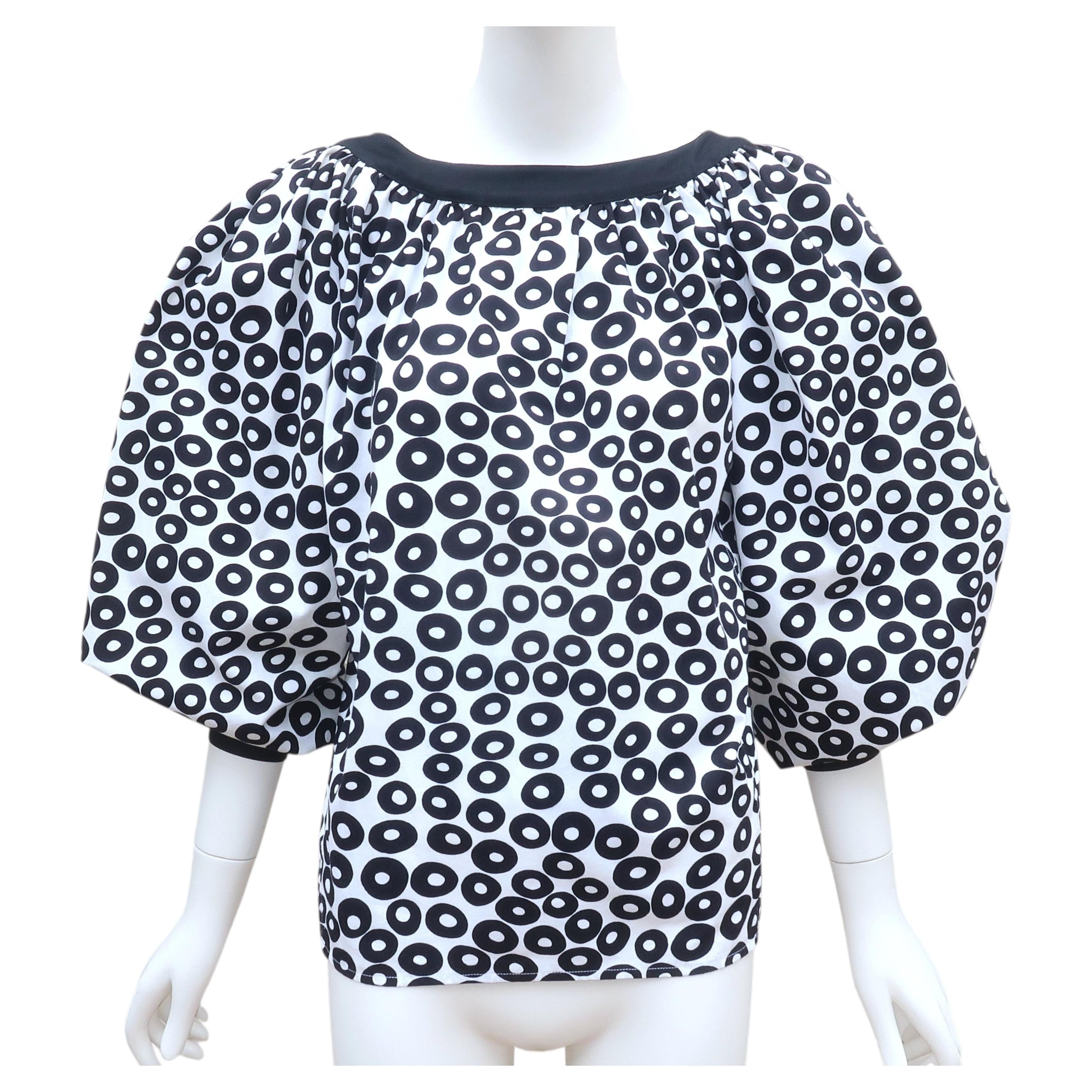 YVES SAINT LAURENT Black & White Polka Dot Blouse, 1980's