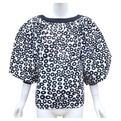 YVES SAINT LAURENT Black & White Polka Dot Blouse, 1980's