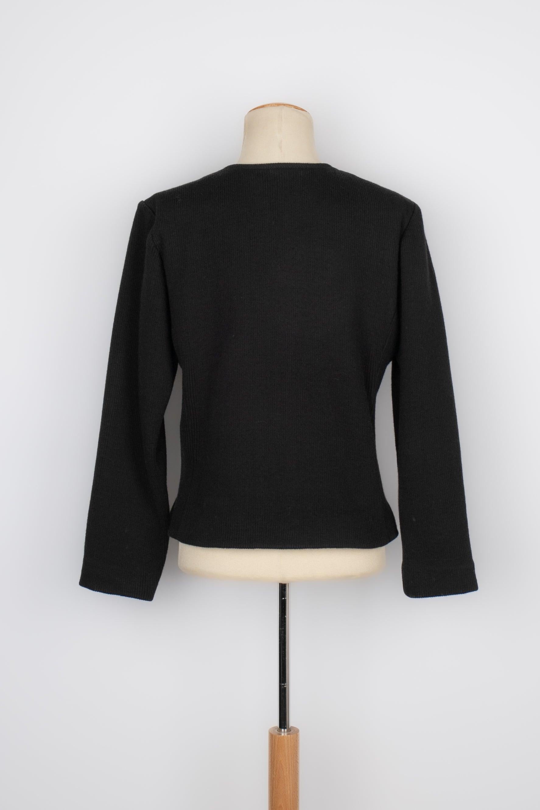 Yves Saint Laurent Black Wool and Gold Lurex Jacket, 1980s In Excellent Condition For Sale In SAINT-OUEN-SUR-SEINE, FR