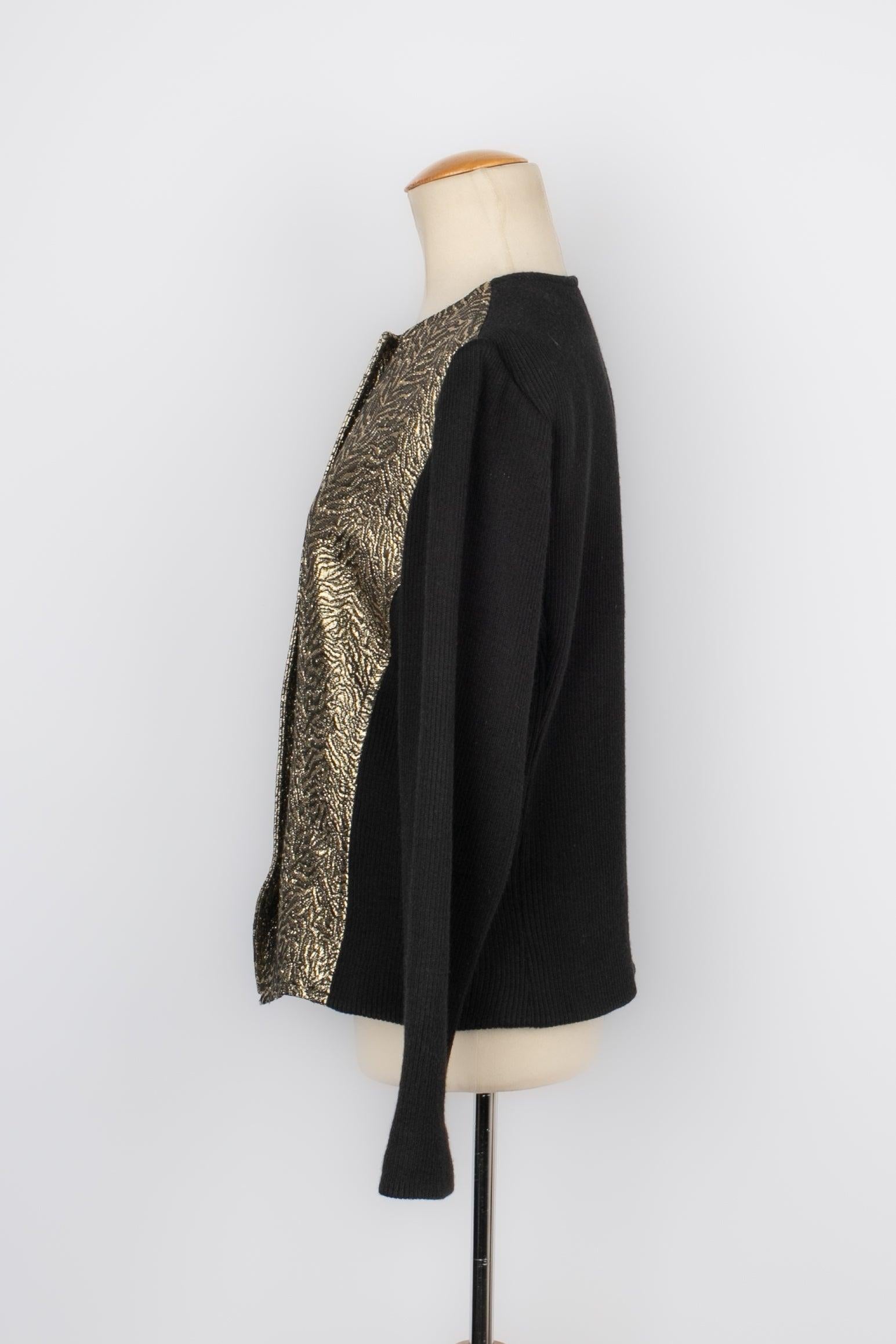 Yves Saint Laurent Jacke aus schwarzer Wolle und goldenem Lurex, 1980er Jahre Damen im Angebot