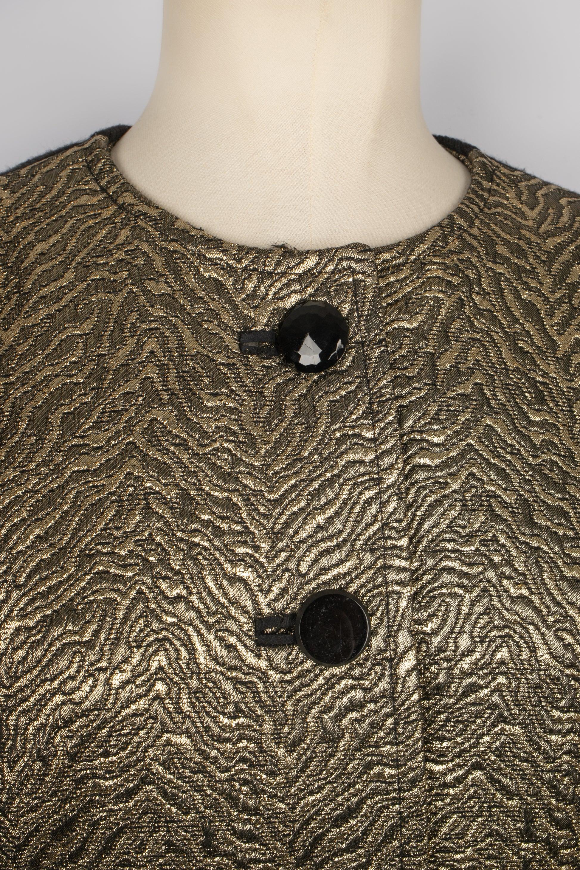 Yves Saint Laurent Black Wool and Gold Lurex Jacket, 1980s For Sale 1