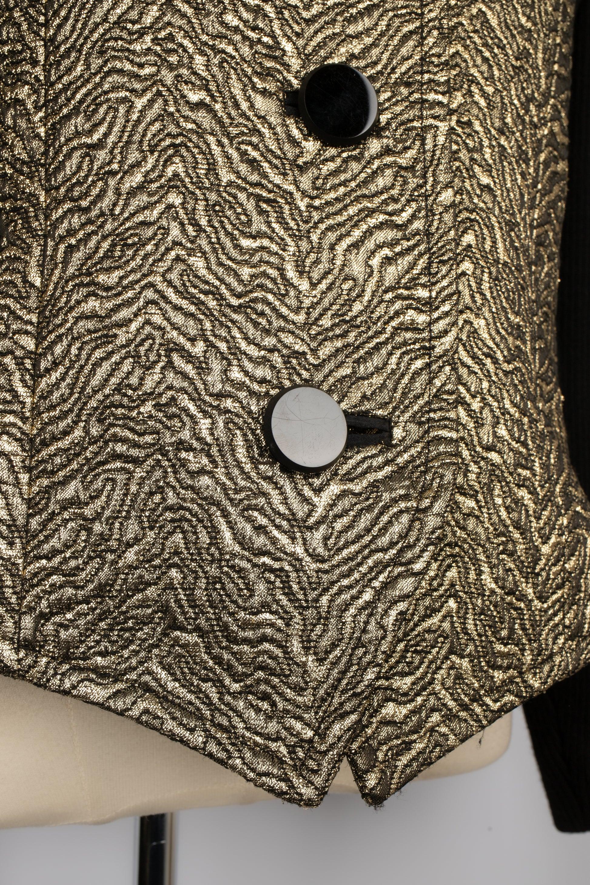 Yves Saint Laurent Jacke aus schwarzer Wolle und goldenem Lurex, 1980er Jahre im Angebot 2