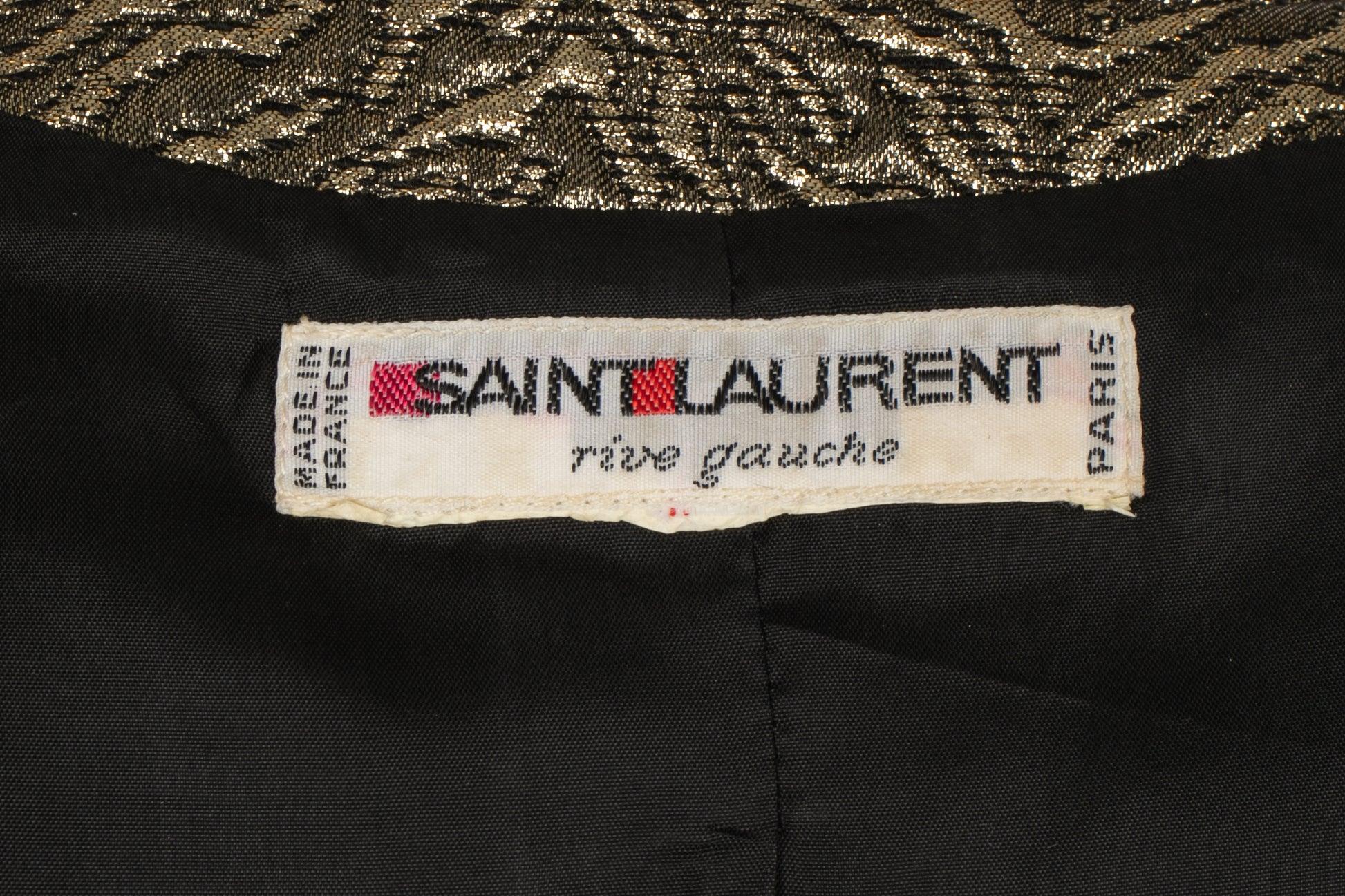 Yves Saint Laurent Black Wool and Gold Lurex Jacket, 1980s For Sale 3