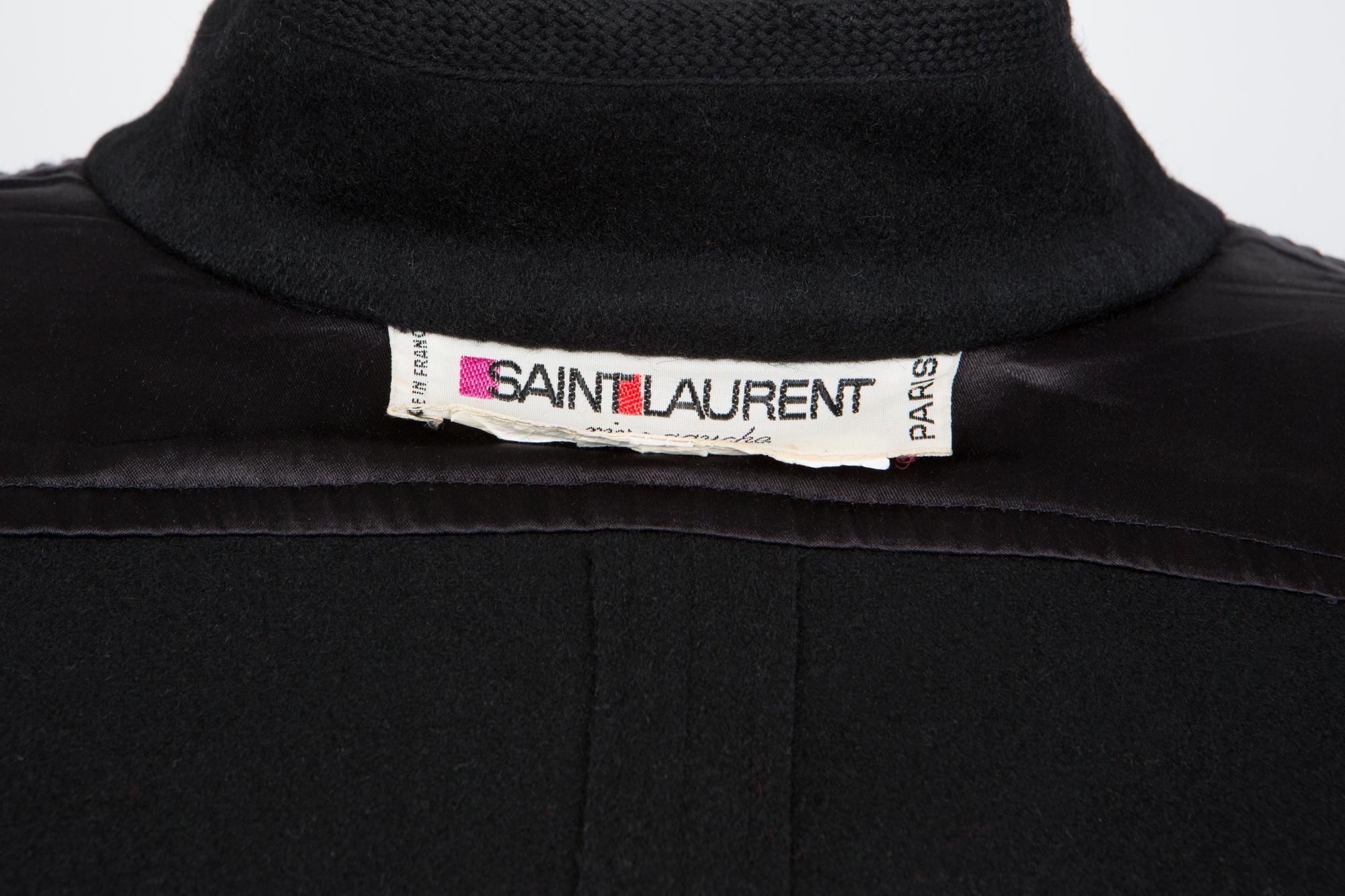 Yves Saint Laurent Black Wool Cape Coat  In Excellent Condition In Paris, FR