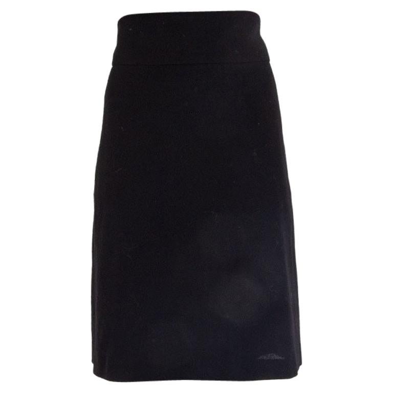 YVES SAINT LAURENT black wool High Waisted Knee Length Skirt XS For Sale