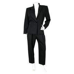 Yves Saint Laurent Black Wool Tuxedo Jacket With Shoulder Pads circa 1980s