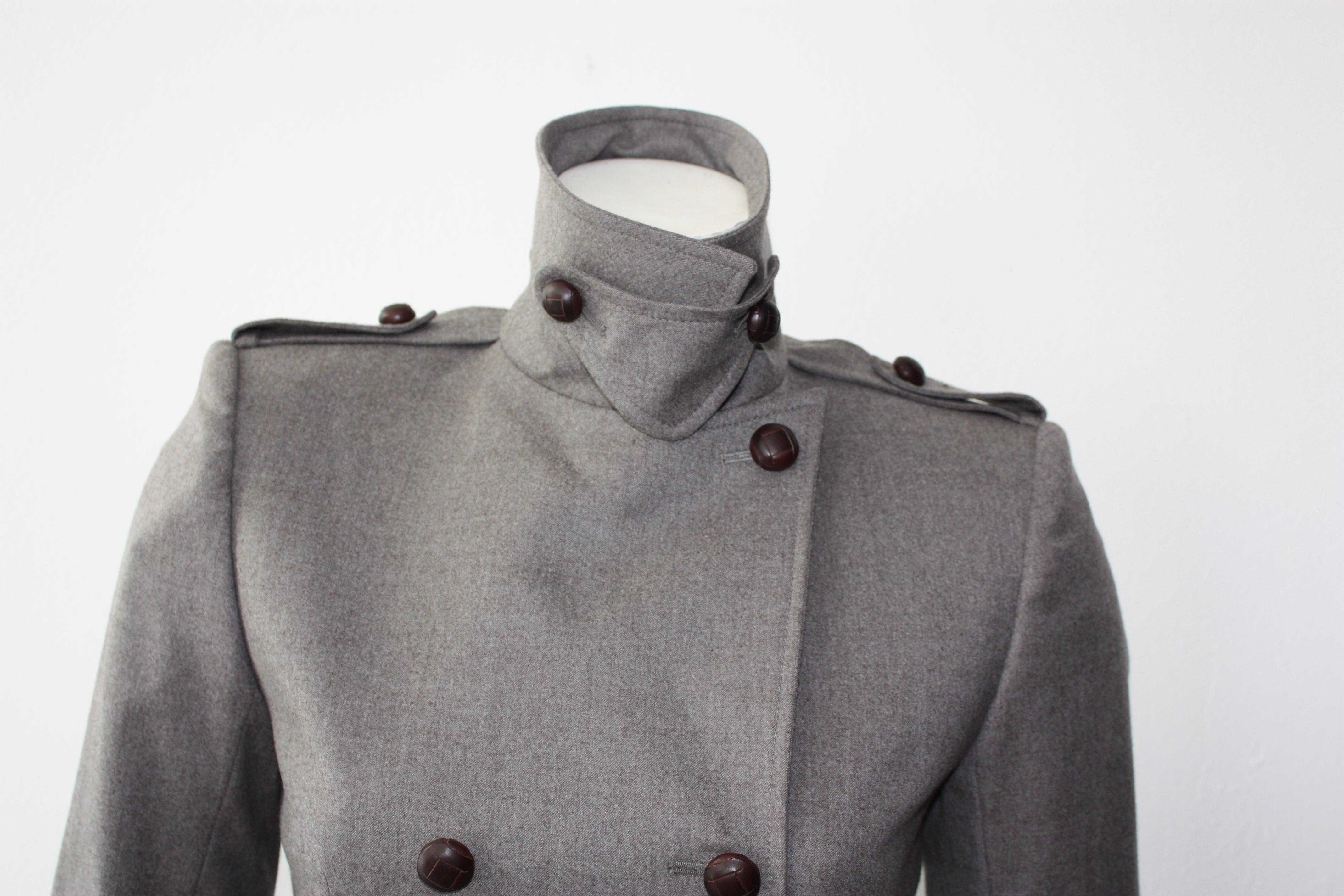 Gray Vintage 90s Yves Saint Laurent Military Blazer For Sale