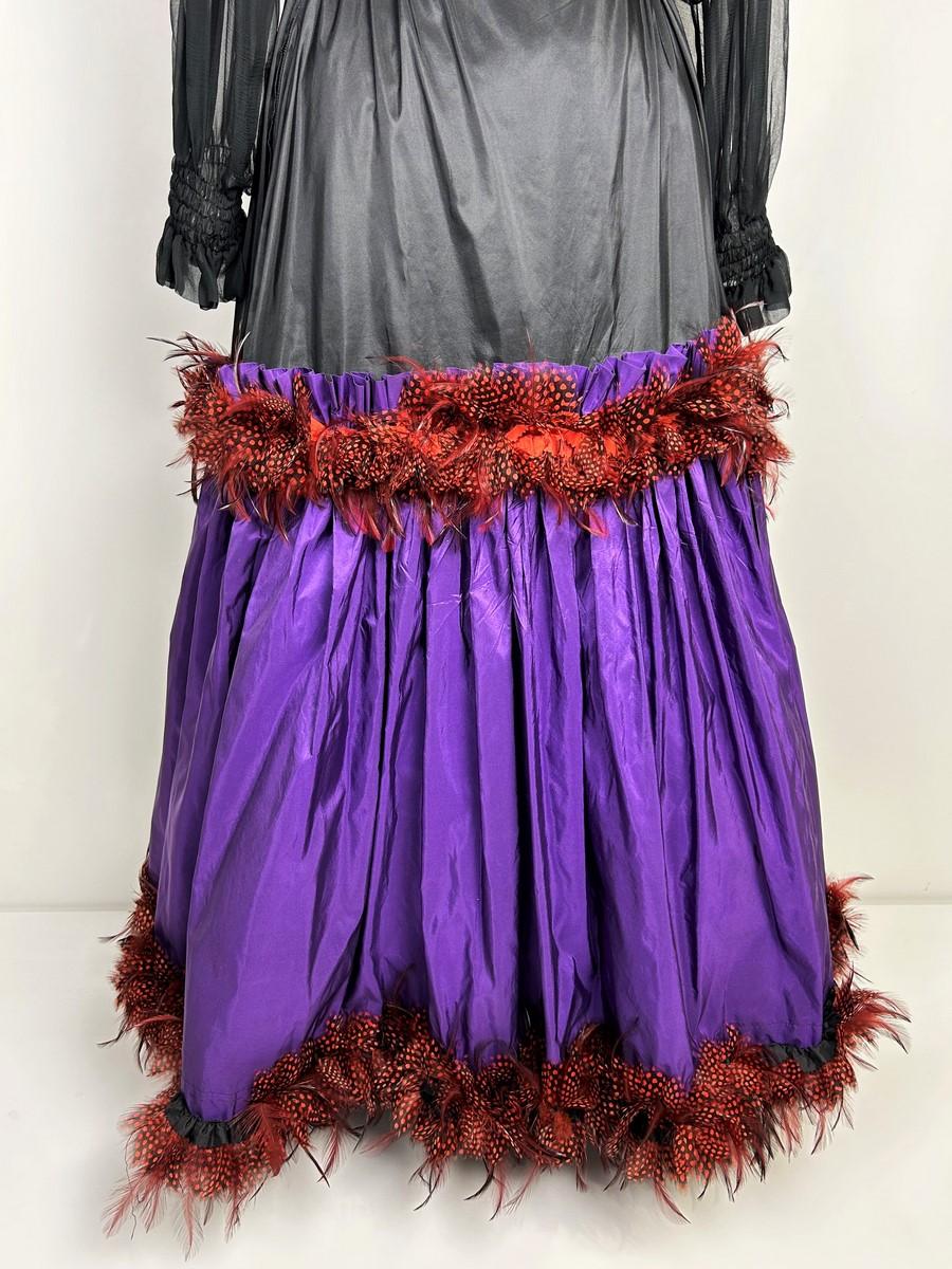 Yves Saint Laurent Blouse and skirt in taffeta and  partridge feathers - AW 1977 For Sale 5