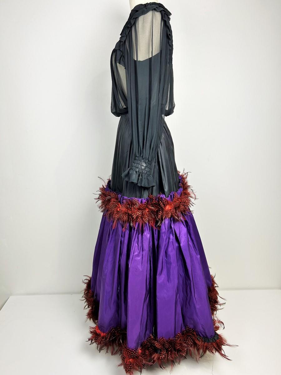 Chemisier et jupe Yves Saint Laurent en taffetas et taffetas  plumes de partridge - A/H 1977 en vente 7