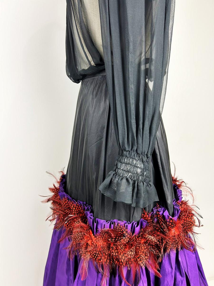 Yves Saint Laurent Blouse and skirt in taffeta and  partridge feathers - AW 1977 For Sale 8