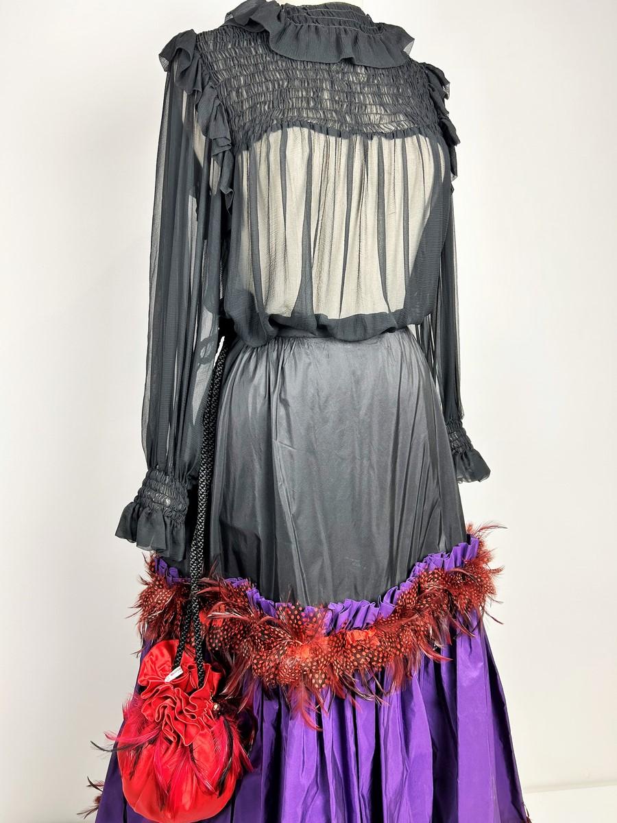 Yves Saint Laurent Blouse and skirt in taffeta and  partridge feathers - AW 1977 For Sale 9