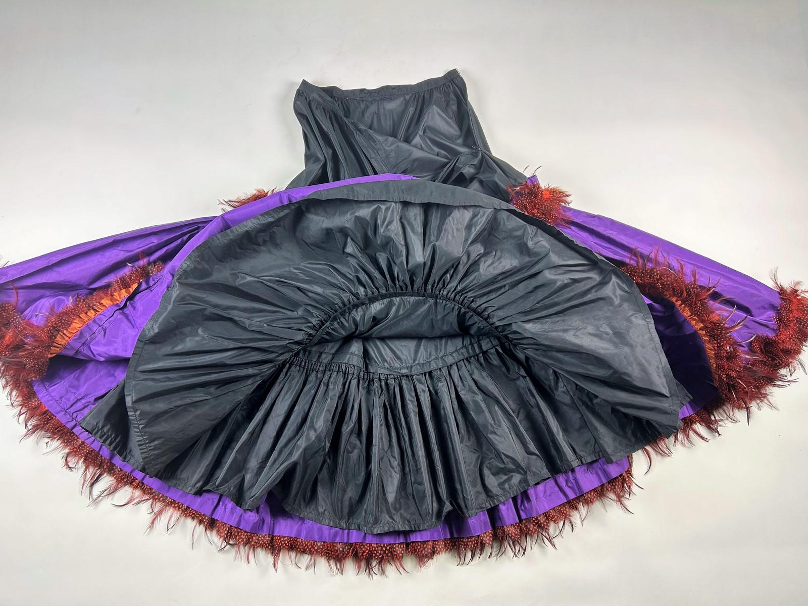 Yves Saint Laurent Blouse and skirt in taffeta and  partridge feathers - AW 1977 For Sale 11