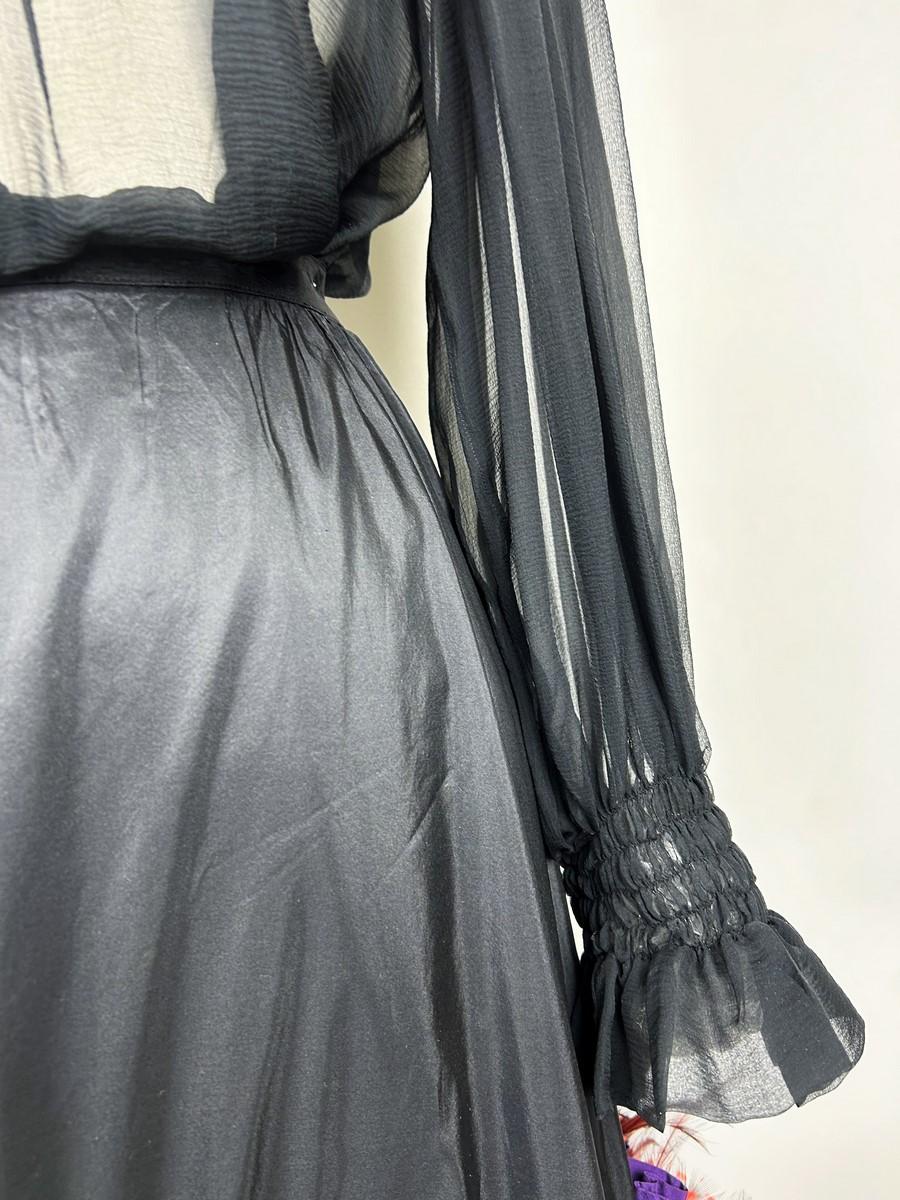 Women's Yves Saint Laurent Blouse and skirt in taffeta and  partridge feathers - AW 1977 For Sale