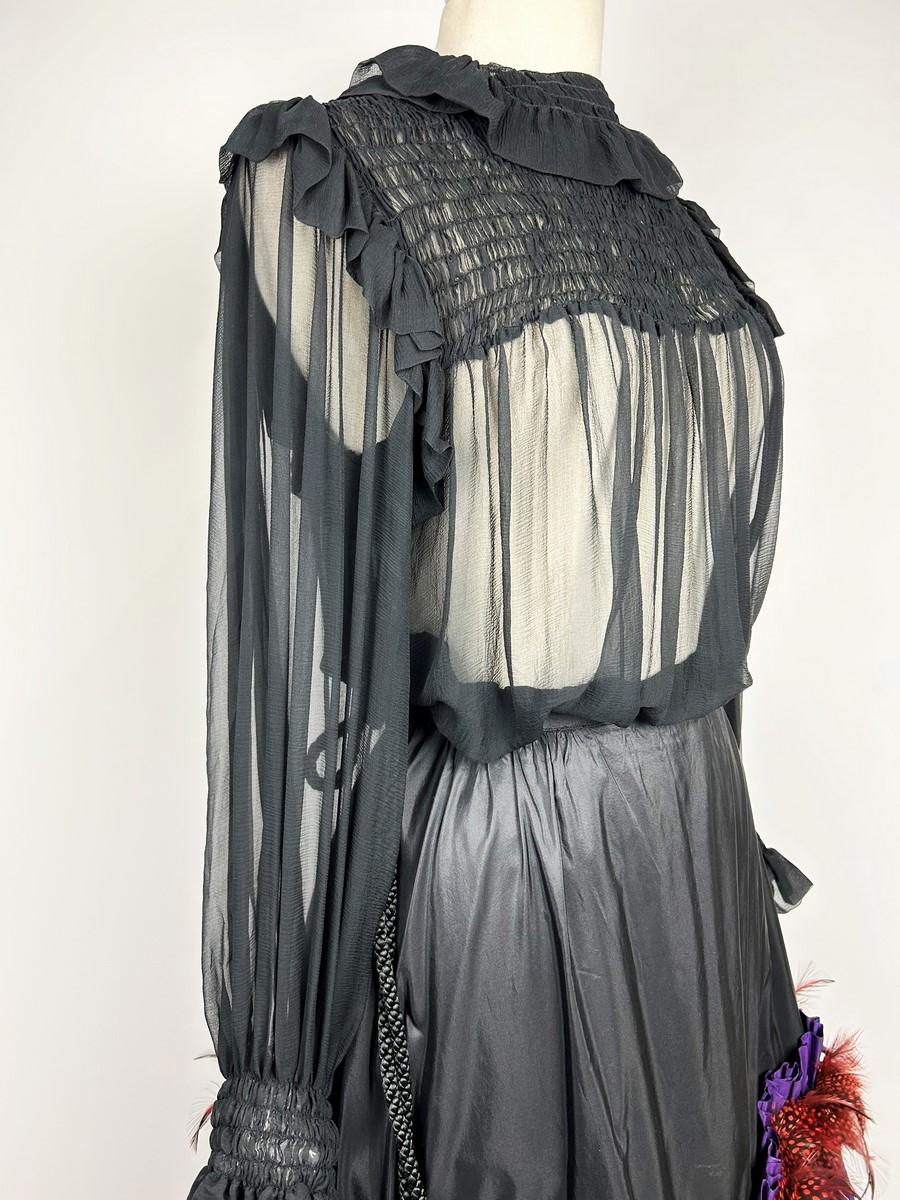 Yves Saint Laurent Blouse and skirt in taffeta and  partridge feathers - AW 1977 For Sale 2