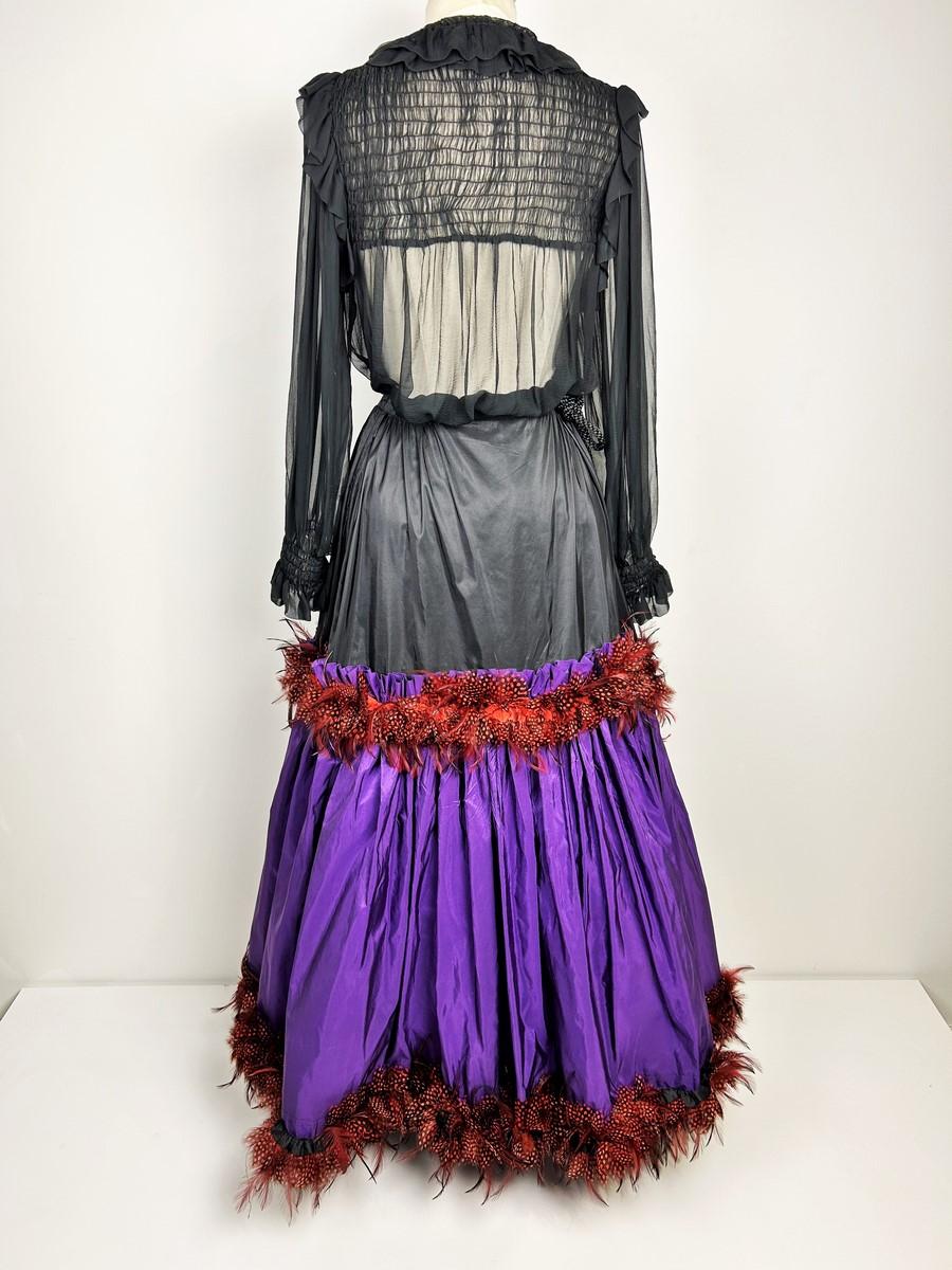 Yves Saint Laurent Blouse and skirt in taffeta and  partridge feathers - AW 1977 For Sale 4