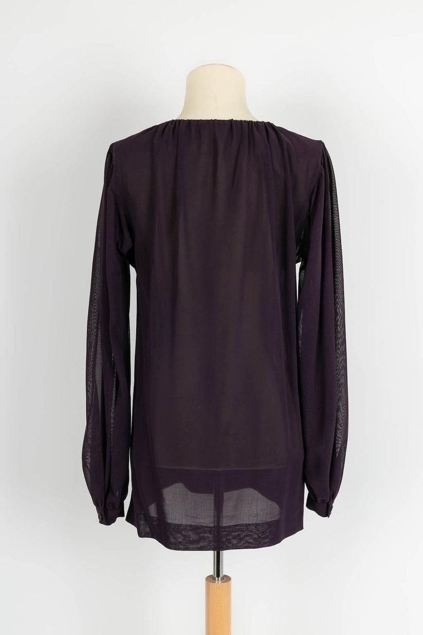 Black Yves Saint Laurent Blouse in Cotton Cheesecloth and Chiffon For Sale