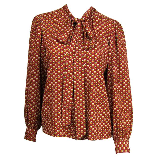 Yves Saint Laurent Silk Blouse Top Numbered 1976 Collection 