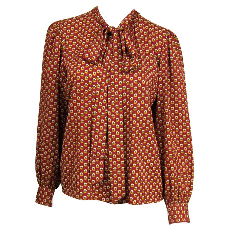 YVES Saint Laurent Blouse Silk 1976 Collection YSL For Sale at 1stDibs