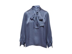 Yves Saint Laurent Blue Bow Blouse