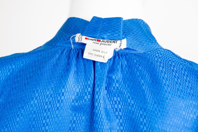 Yves Saint Laurent Blue Bow Tie Silk Shirt For Sale at 1stDibs | yves ...