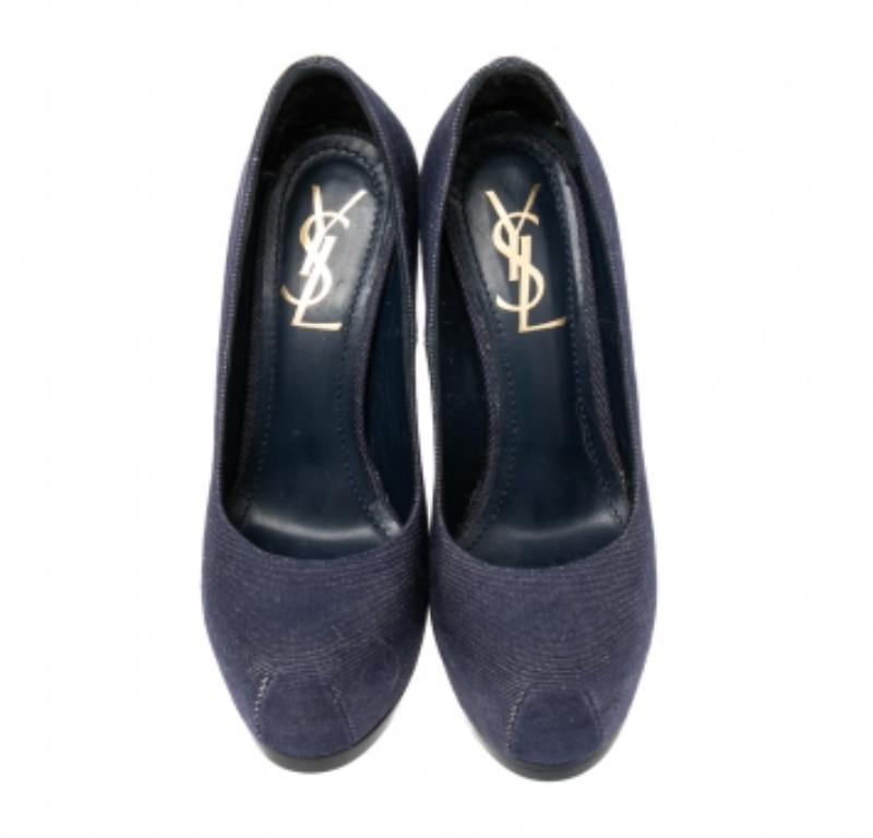 Noir Escarpins à plateforme Tribtoo en denim bleu Yves Saint Laurent, taille 36.5