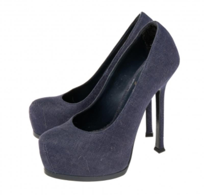 Escarpins à plateforme Tribtoo en denim bleu Yves Saint Laurent, taille 36.5 2