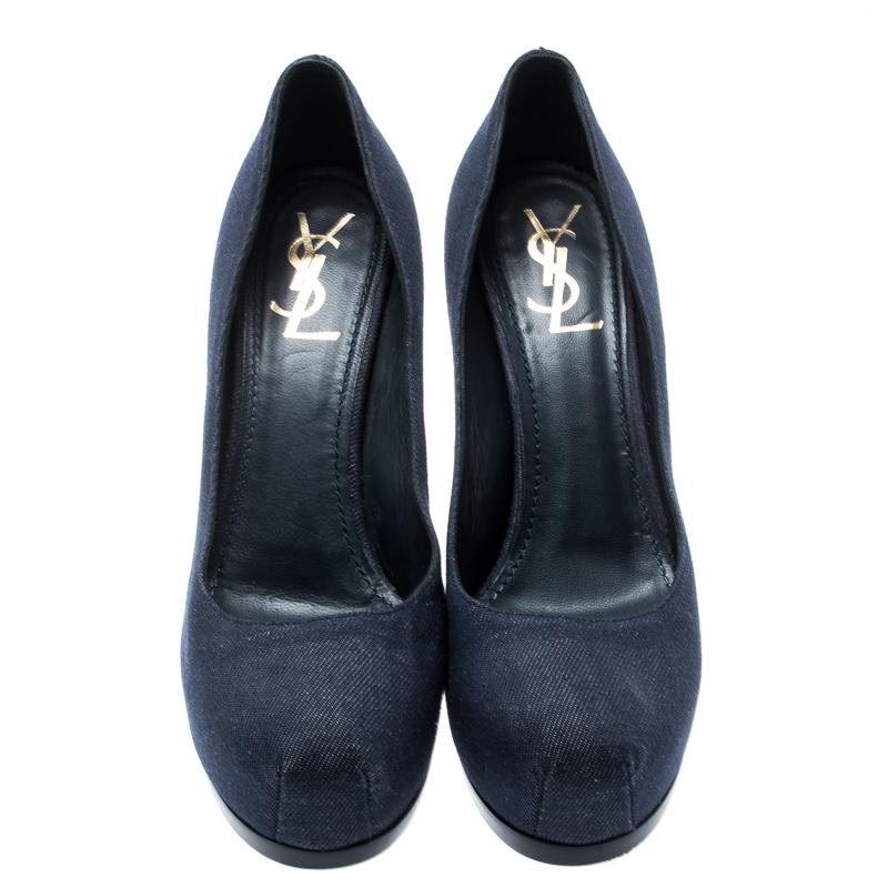 saint laurent denim pumps