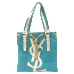 Yves Saint Laurent Blue Kahala YSL Logo Tote 863449