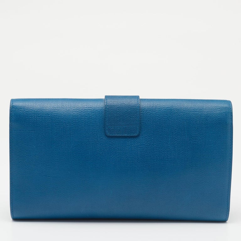 Yves Saint Laurent Light Blue Leather Y-Ligne Mini Pochette