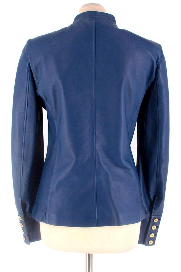 Yves Saint Laurent Blue Leather Jacket US S at 1stDibs | saint laurent ...