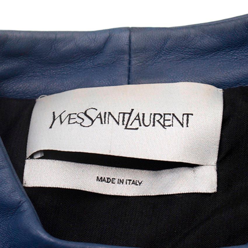 Yves Saint Laurent Blue Leather Jacket US S Damen