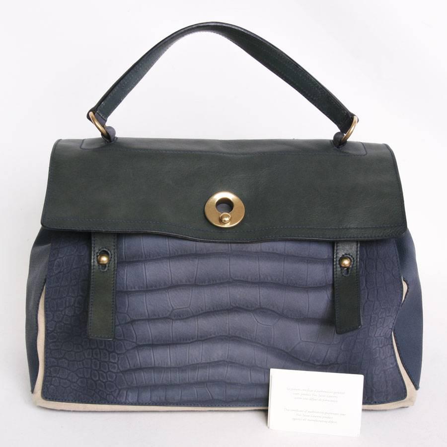 Yves Saint Laurent Blue Leather Muse II Bag  2