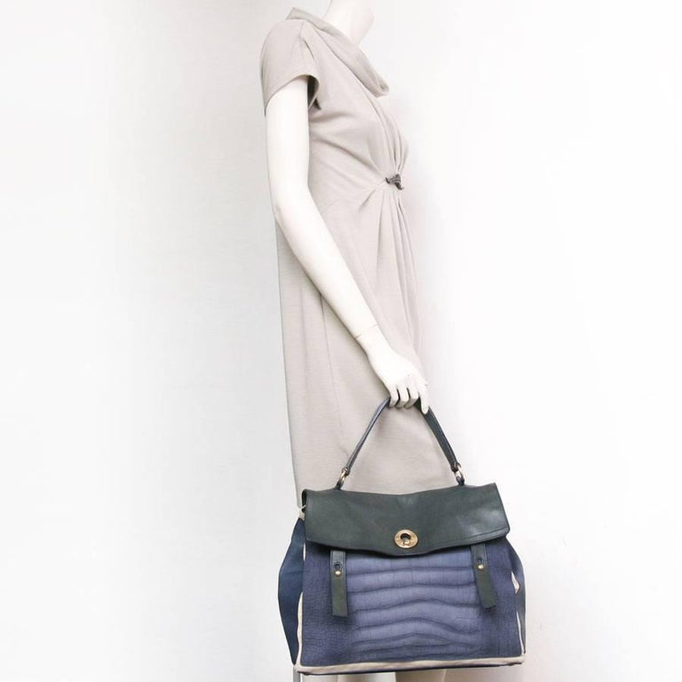 Yves Saint Laurent Blue Leather Muse II Bag For Sale at 1stDibs