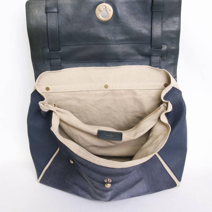 Yves Saint Laurent Blue Leather Muse II Bag In Good Condition In Paris, FR