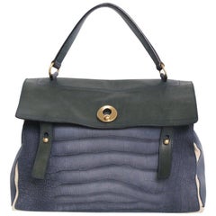 Yves Saint Laurent Blaue Muse II-Tasche aus Leder 