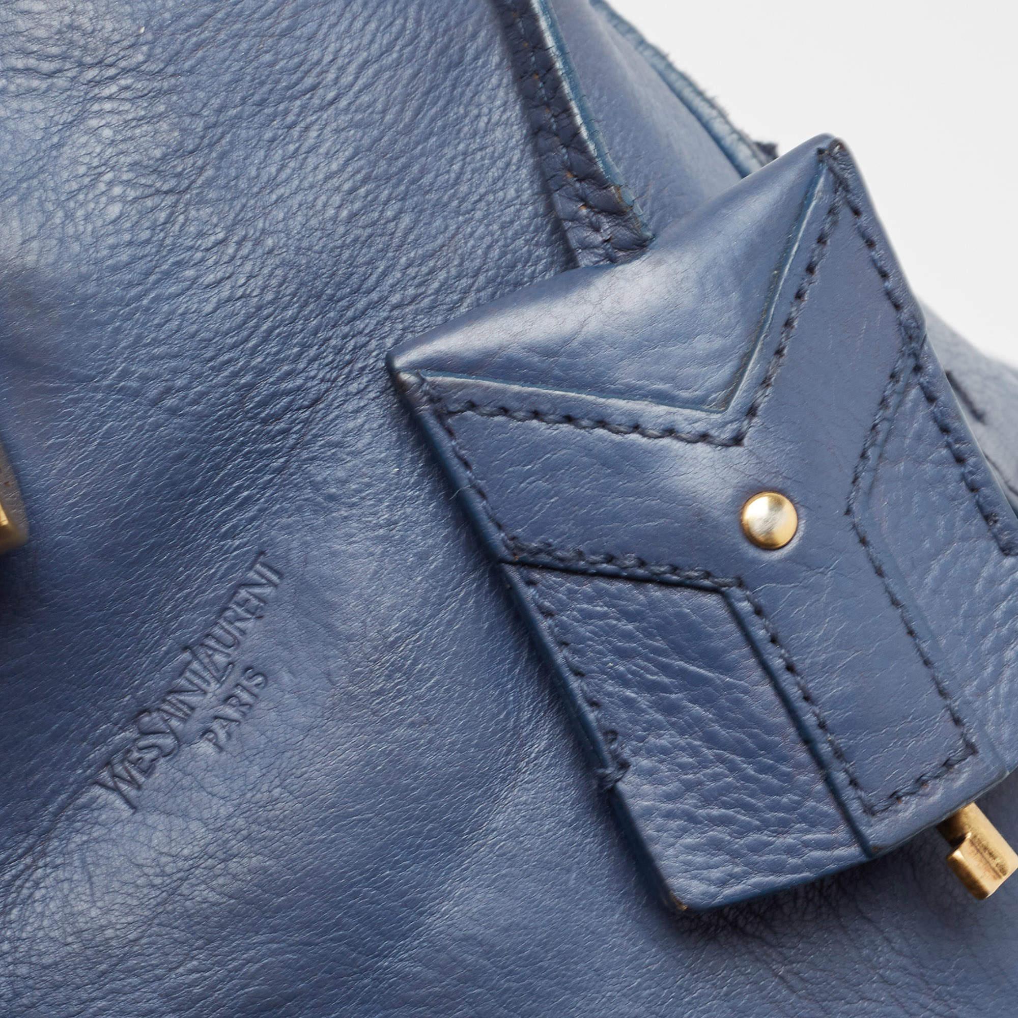 Yves Saint Laurent Blue Leather Oversized Muse Bag 6