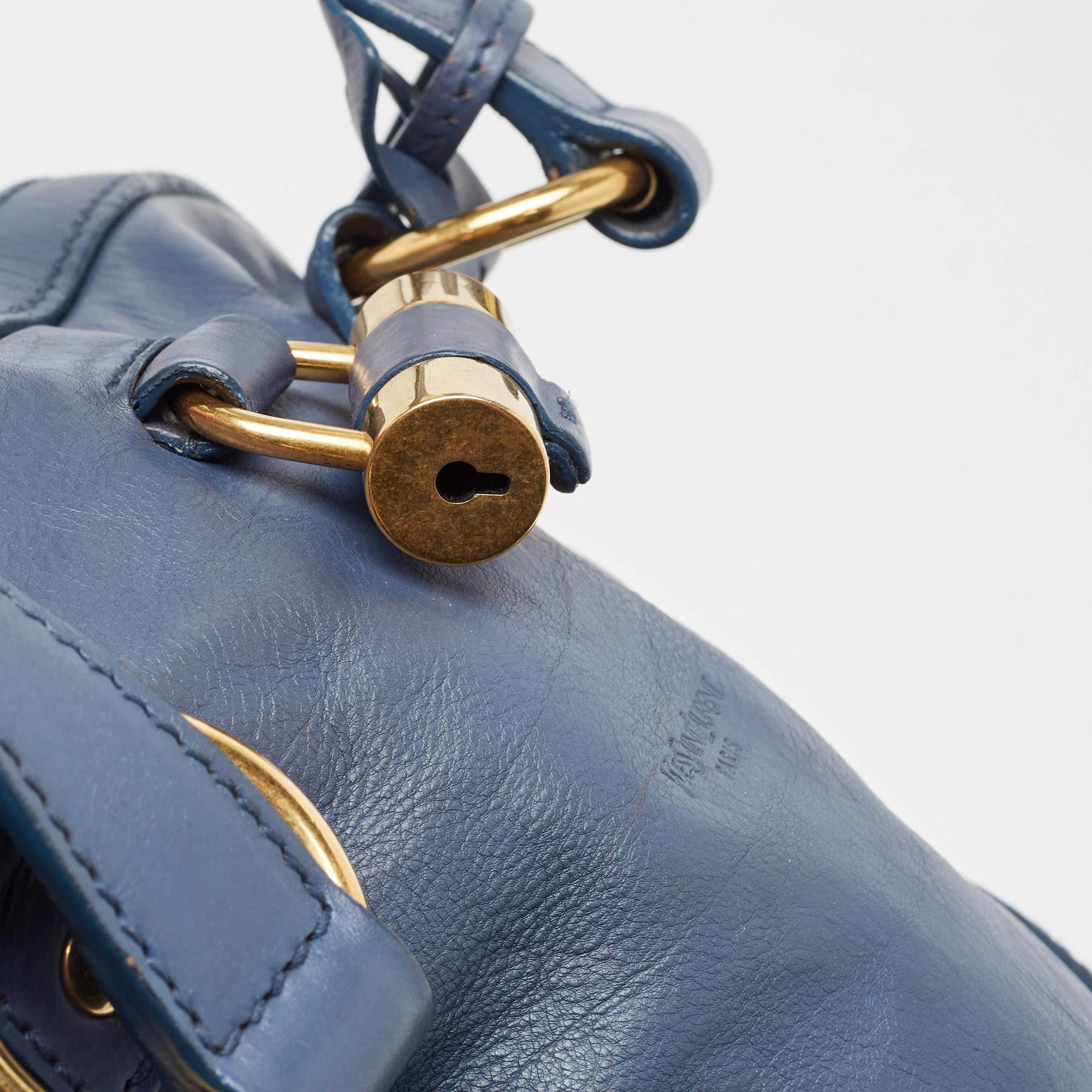 Yves Saint Laurent Blue Leather Oversized Muse Bag 7