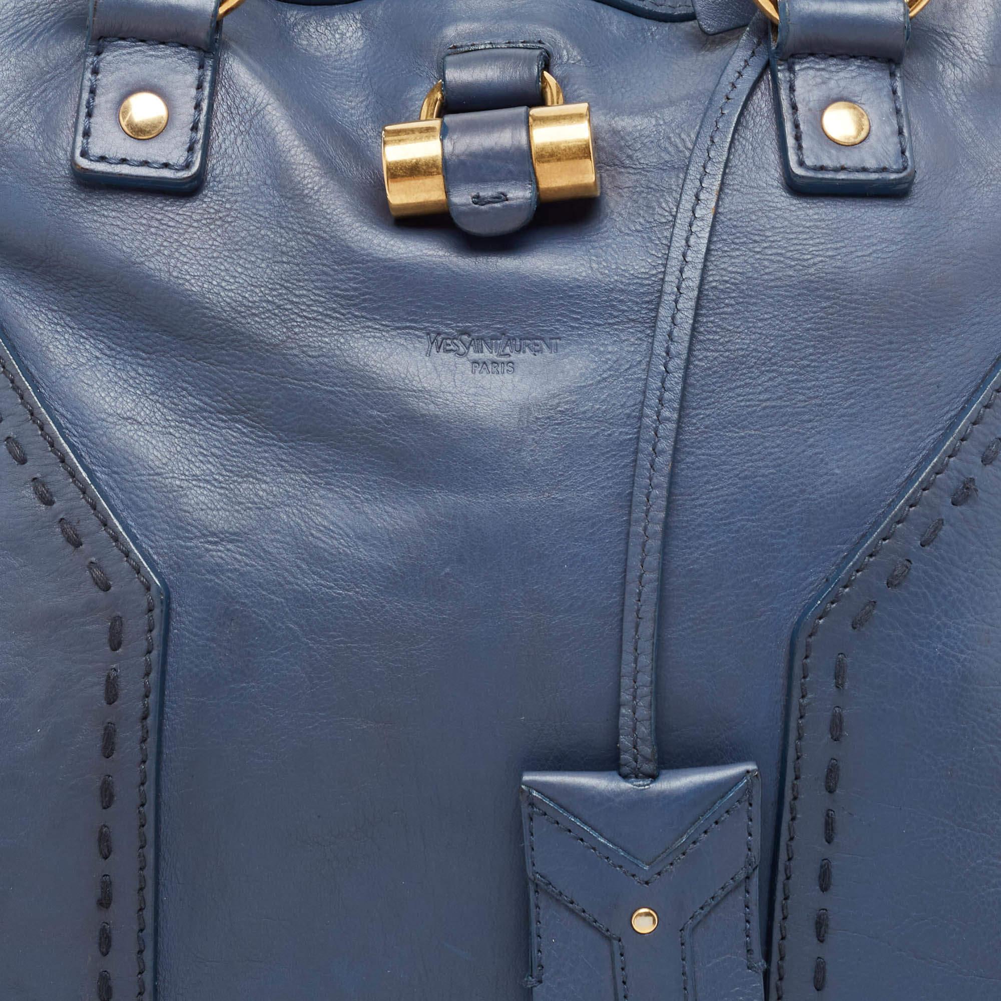 Yves Saint Laurent Blue Leather Oversized Muse Bag 12