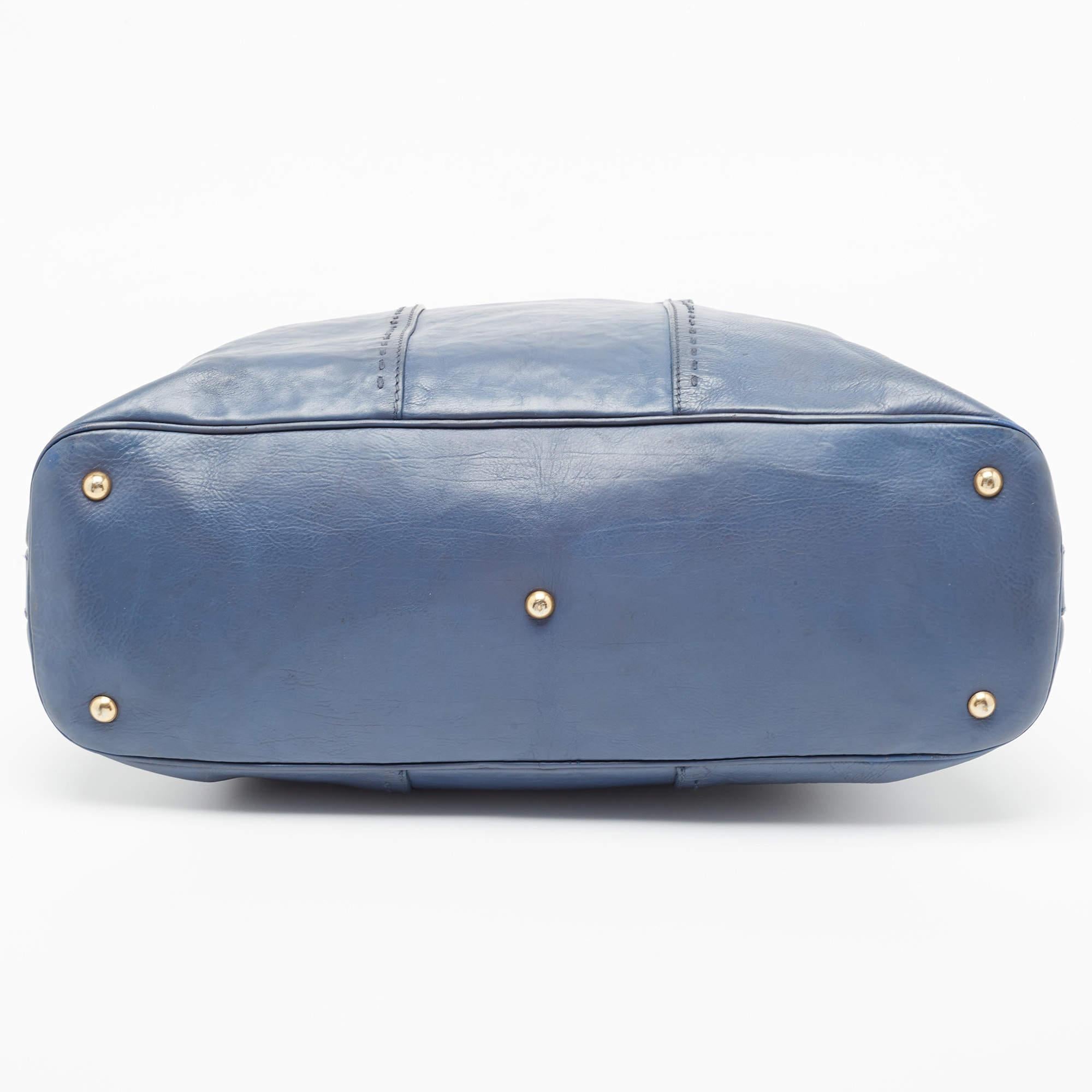 Women's Yves Saint Laurent Blue Leather Oversized Muse Bag