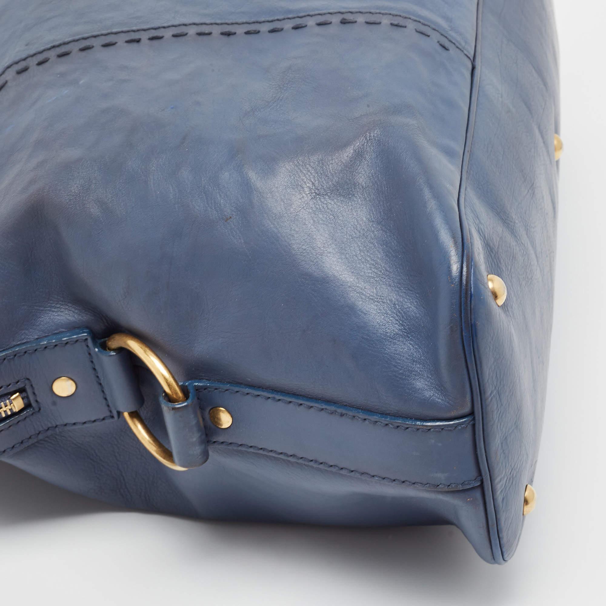 Yves Saint Laurent Blue Leather Oversized Muse Bag 1